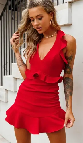 Selfie Leslie Red Ruffle Dress