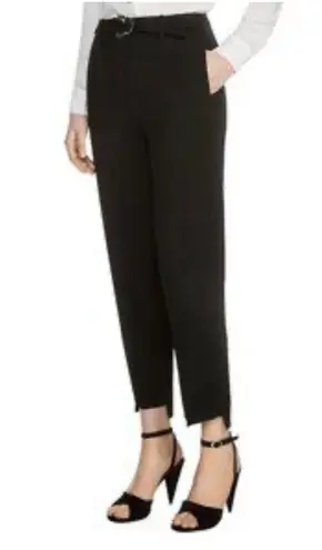 Maje Palmy Belted High Waist Step Hem Crepe Black Pants Size FR40 (US L)