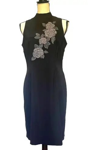 Vintage Dawn Joy 90s Sheath Dress 9/10 Goth Floral Glitter Midi Y2K Whimsigoth Black Size undefined