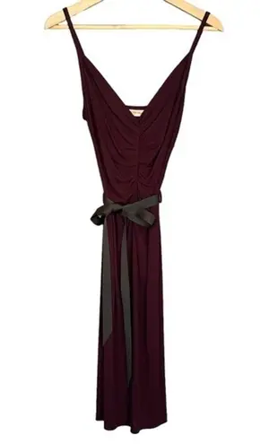 Alannah Hill Vintage Wine Purple Spaghetti Strap Midi Sheath Dress with Sash