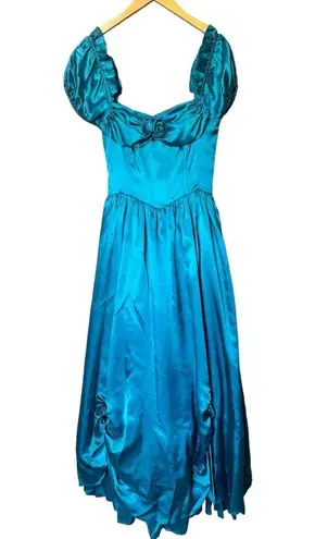 Gunne Sax 1960s Romantic Renaissance Bridal Collection Tooled Satin Dress