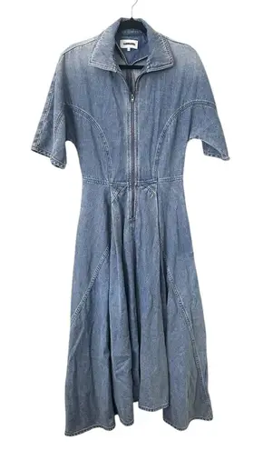 SAINT ART Denim Shirt Maxi Dress Light Wash Small Blue