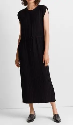 Club Monaco Woven Pleated Maxi Dress Robe Sleeveless Black Size 4 NWT