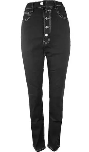 We Wore What Danielle Women's Black Button Fly High Waist Straight Denim Jeans 29