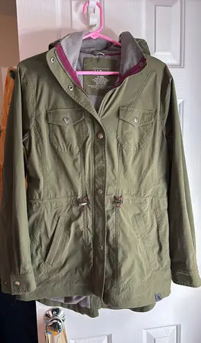 L.L.Bean  Army Green Cargo Jacket with Removable Hood