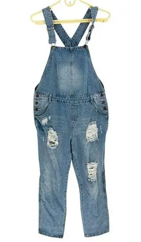 Mod Ref Boyfriend Distressed Denim Overalls bibs artsy school festival size S