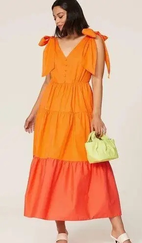 Color Me Courtney Louise Maxi Dress Orange Colorblock Vibrant Tangerine Citrus 8