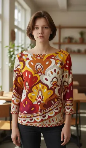 J. McLaughlin Catalina cloth knit top sz Large