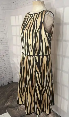 St. John silk tiger print sleeveless a-line dress size 12