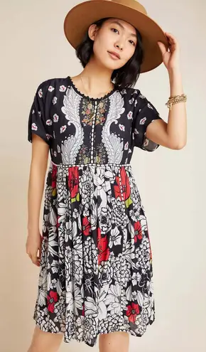 Blank London Floral Print Dress Trudie Tunic Casual Mini Dress Large Summer Sun Blue