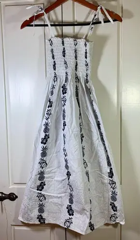 Leilani Collection Hawaii White Floral Pineapple OS Smocked Sundress Hawaiian Size 00