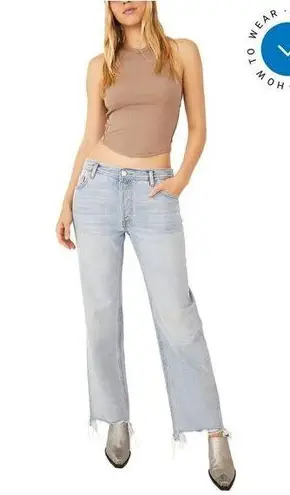 Free People NWT We the Free Maggie Ripped Crop Straight Leg Jeans size 24”