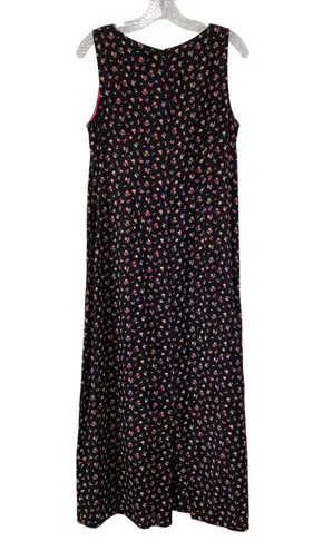 Vintage Cottagecore April Cornell Flax Blend Ditsy Floral Grunge Maxi Dress Sz M Black Size M