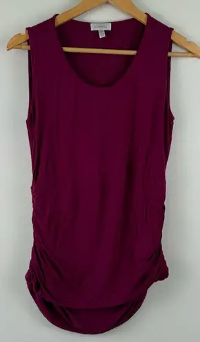 Kinross Women's Medium Sleeveless ruched tank top Pink magenta Scoop Neck