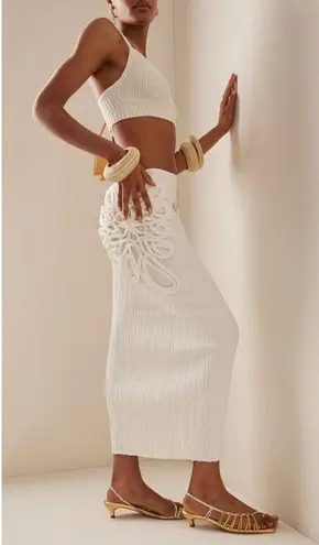 Cult Gaia Chasina Floral Appliqué Crochet Cotton Maxi Skirt Size XS