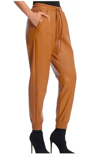 Bagatelle Faux Leather Joggers Cognac Brown NWT