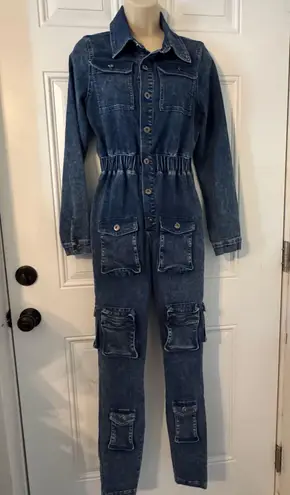 Mad For Love Denim Jumpsuit Sz Small Blue