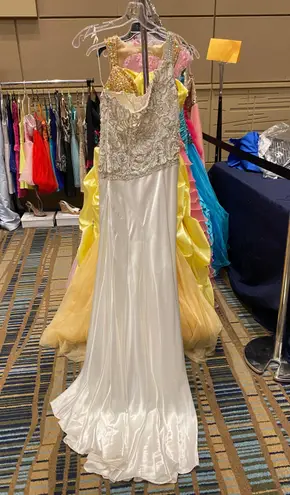 Tiffany Designs White Long Formal Pageant Prom Dress