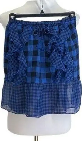 Tularosa  Revolve Plaid Skirt Blue Size S Cottagecore Coastal Preppy Sheer Boho