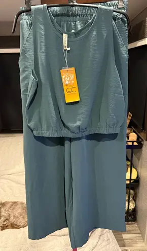 NWT Elegant Teal 2 piece Jumpsuit by GC size Medium Blue
