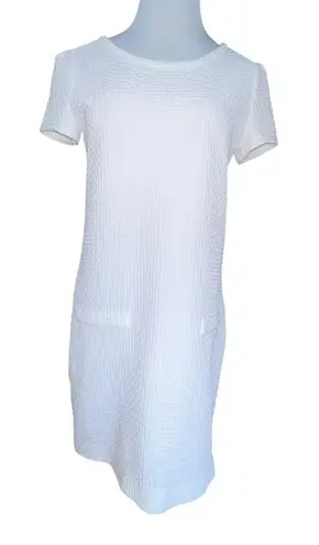 COMPTOIR DES COTONNIERS WHITE TEXTURED SHORT SLEEVE DRESS FAUX POCKETS SIZE 38