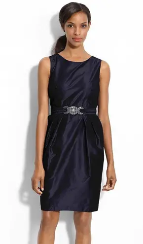 Alex Evenings Beaded Waist Taffeta Sheath DRESS SIZE 14P petite black NWT