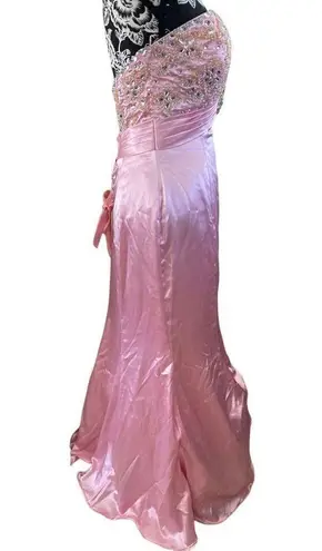 Kiss Kiss Formal Corset Style Jeweled Prom Dress Ball Gown Dance Pink Size 8