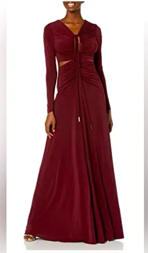 Halston Heritage Halston Merlot Burgundy Jersey Tunnel Tie Cocktail Gown Size 10 NWT