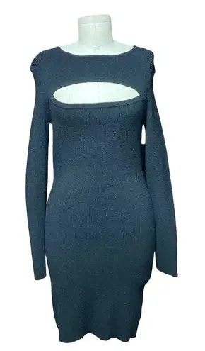Torn By Ronny Kobo Cut Out Neckline Black Sweater Dress Size Large
