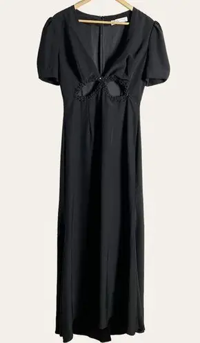 Mac Duggal leena for Black Embelished Cutout Short Sleeve Formal Gown Size 8