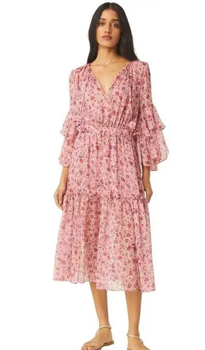 MISA Los Angeles Coco Pink Flowy Bohemian Chiffon Dress Ditsy Summer XS NWT $518