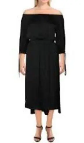 Kate & Mallory Off the Shoulder Black Tie Sleeve Midi Dress size Small
