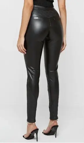 Maniere De Voir Vegan Leather Quilted Leggings Sexy High Waisted Black Tight sz8