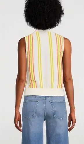 Guest In Residence Stripe Plaza Vest Cotton Knit Cream Citron Orange Small NWT White