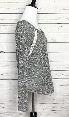 YA Los Angeles Heather Gray Crochet Trim Lightweight Sweater Top Size Large Boho