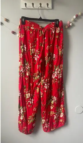 Joe Benbasset Red Floral Hawaiian Palazzo Pants