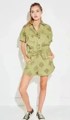 Laurence bras French printed playsuit romper in green paisley print in size 1
