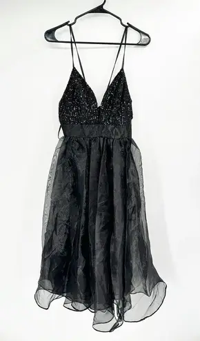 Mac Duggal 26292 Black Sequined Sleeveless Plunge Neck Bodysuit Gown Size 2 New