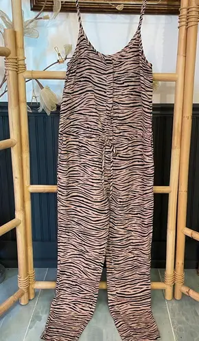 Enza Costa Linen Strappy Animal Print Jumpsuit