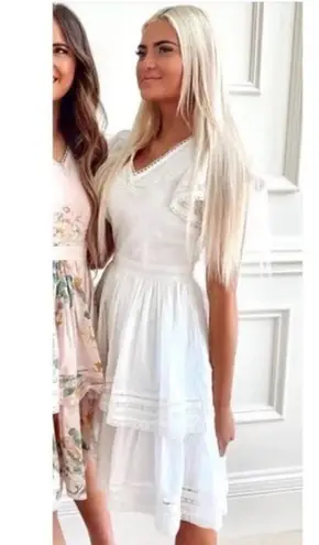 Rachel Parcell Swiss Dot Tiered Dress in White Size XX-Small