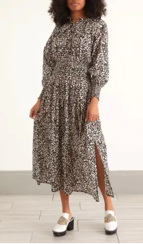 Apiece Apart La Ventura Maxi Dress in Black and White Tiny Flowers