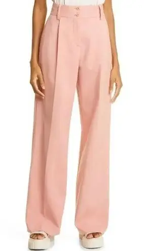 See By Chloe Women's Muted Clay Cotton Wide Leg Pleated Trouser Pant Size 12 NWT