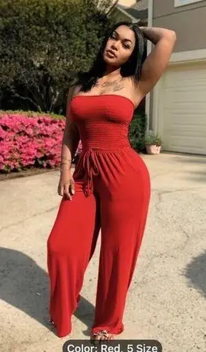 Drawstring Shirred Tube Jumpsuit, Casual Off Shoulder Wide Leg Jumpsuit, Women's Size M