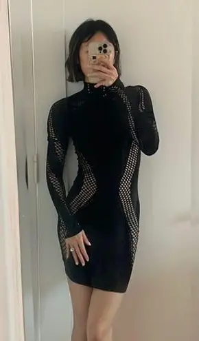 NWT Mugler cut out mock neck body con dress