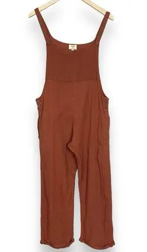 Overalls Slouchy Kaya Wear Relaxed Fit Brown Women Sz Medium Rolled Cuff Cotton