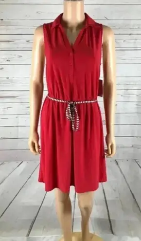 G.H. Bass Red Belted Knit Dress SMALL, NWT