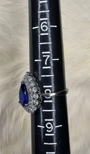 "Stunning Stauer .925 Sterling Silver CZ Sapphire Ring