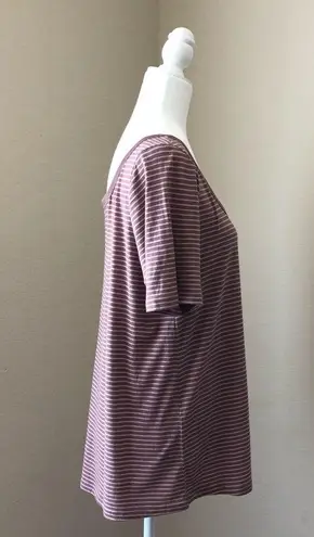 Susina Square Neck Striped Tshirt L Size L