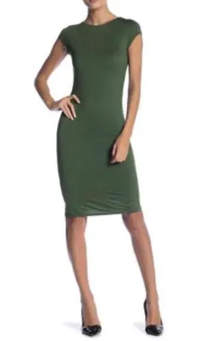 Velvet Torch Bodycon Olive Green Short Sleeves Knee Length Stretchy Modern Womens Dress XL