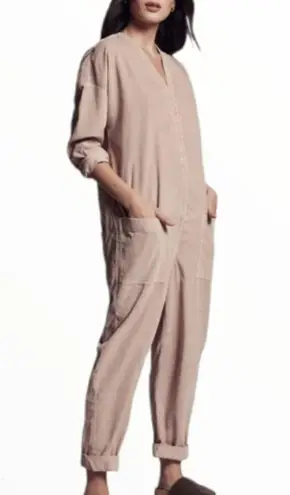 James Perse Ultra Fine Corduroy Jumper Jumpsuit Beige Neutral Nude Tan Size 0